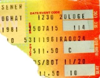 Blue Oyster Cult Ticket Stub - December 30, 1981