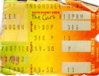 The Cars Ticket Stub - November 28, 1980