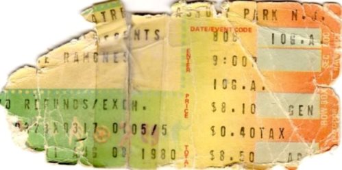 The Ramones Ticket Stub - August 8, 1980